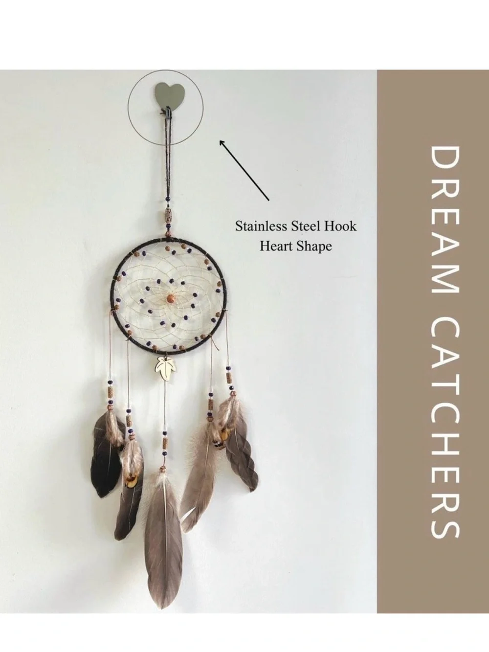 NWOT Bohemian Brown Feather Dreamcatcher Wall Hanging